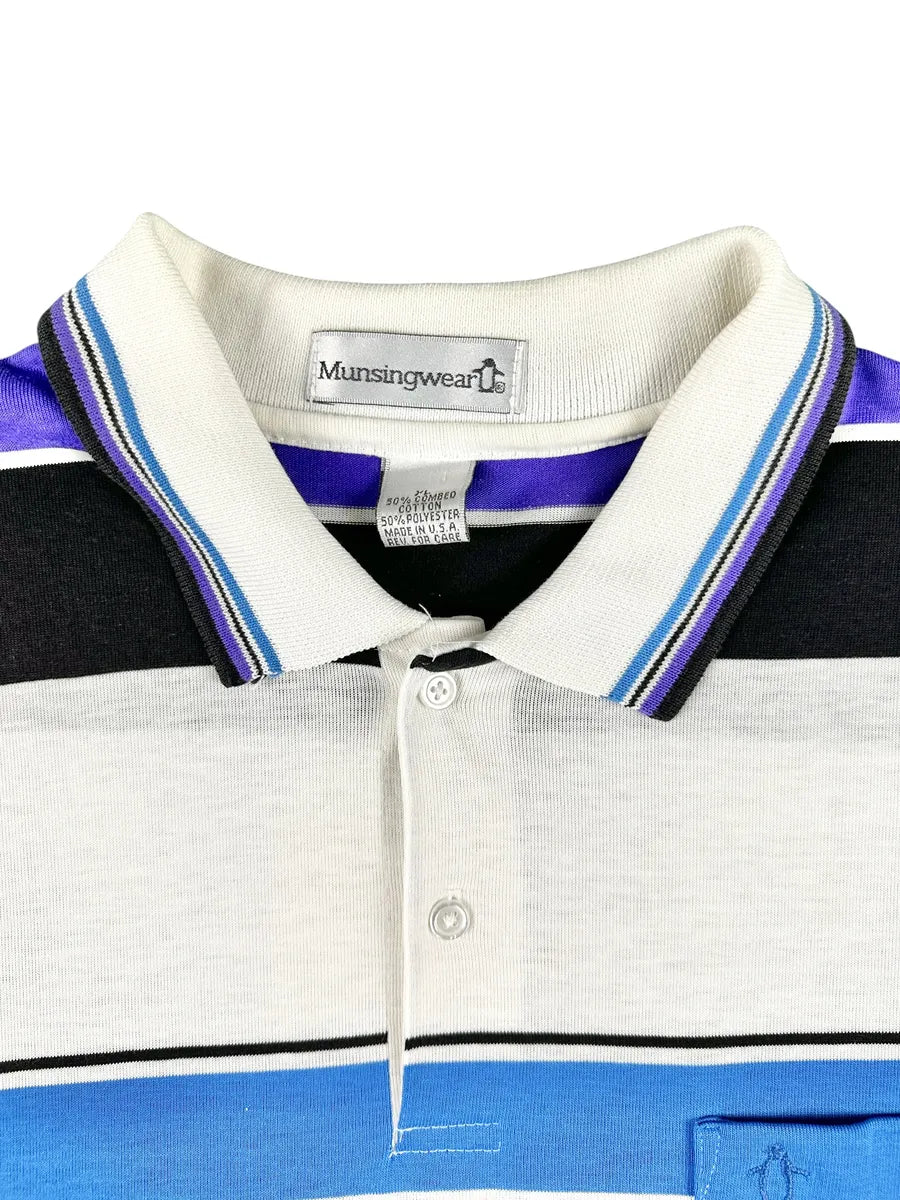 Polo vintage homme rayée multicolore avec poche Munsingwear