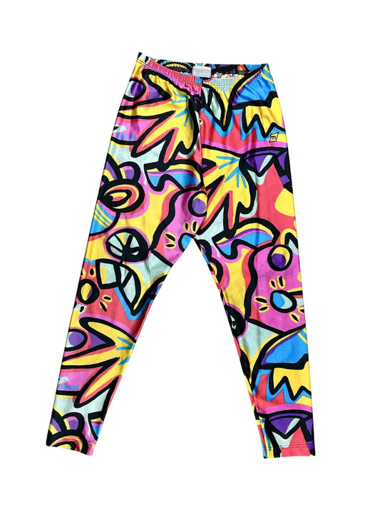 Leggings vintage a fantasia geometrica all-over