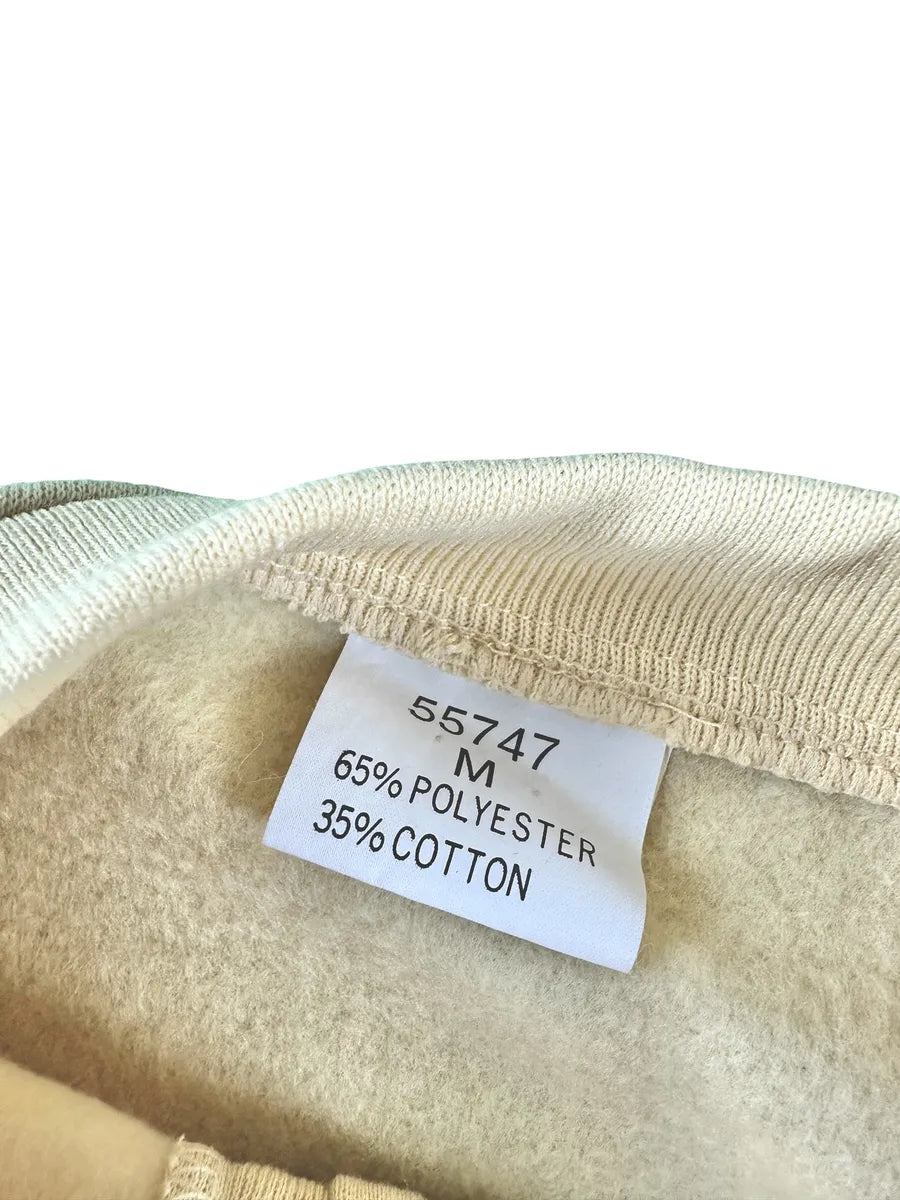 Cream yellow vintage Henley sweatshirt with embroidery
