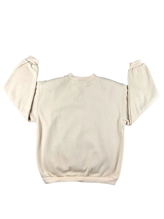 Felpa vintage Henley giallo crema con ricamo