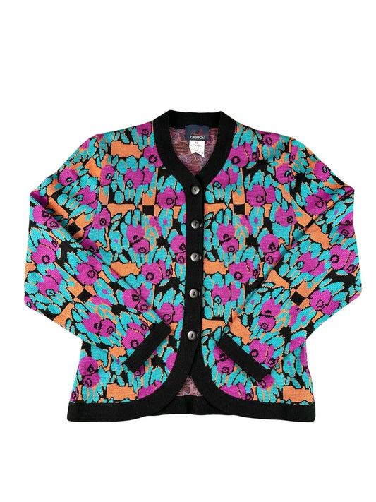 Cardigan Donna Vintage Floreale Multicolor Marcelle Griffon - abbigliamento e vestiti vintage