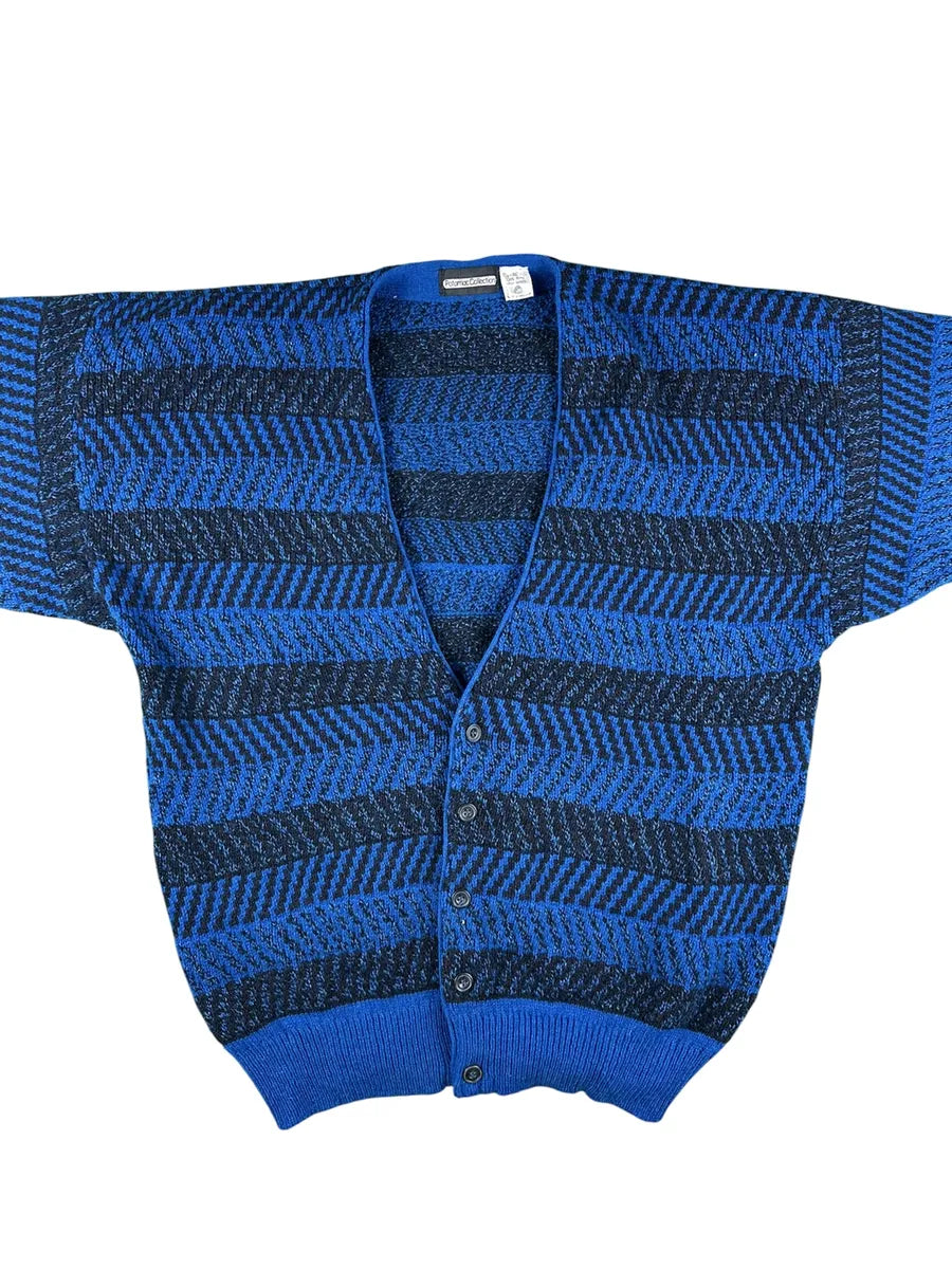 Cardigan Unisex Vintage Geometrico Blu e Nero Potomac Collection - abbigliamento e vestiti vintage