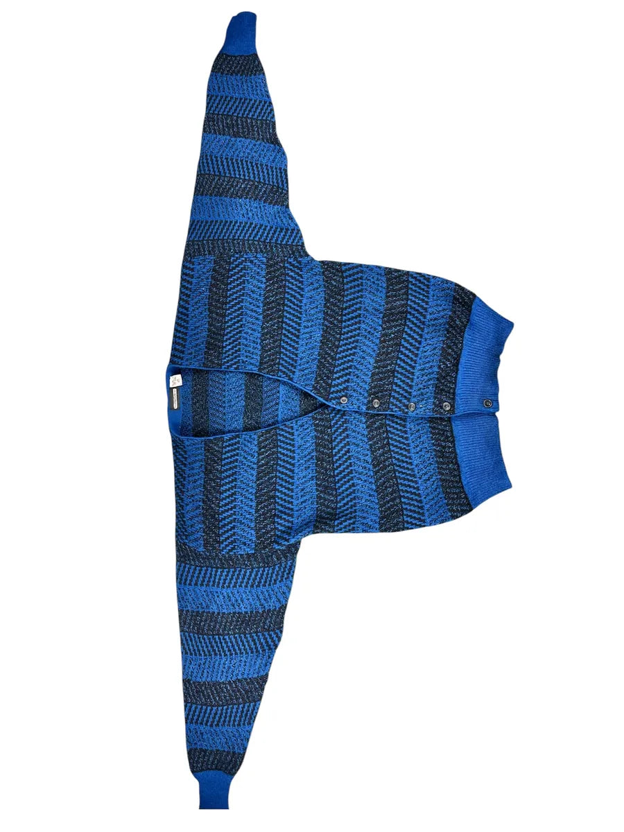 Cardigan Unisex Vintage Geometrico Blu e Nero Potomac Collection - abbigliamento e vestiti vintage