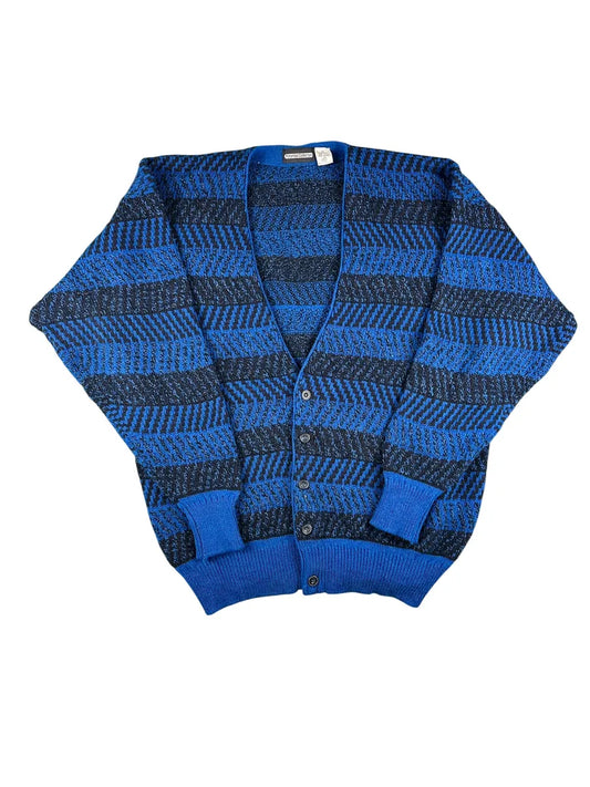 Cardigan Unisex Vintage Geometrico Blu e Nero Potomac Collection - abbigliamento e vestiti vintage