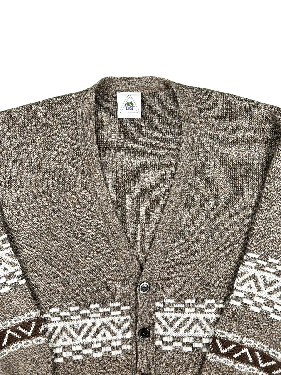Cardigan Unisex Vintage Geometrico New Fast – Marrone Melange - abbigliamento e vestiti vintage