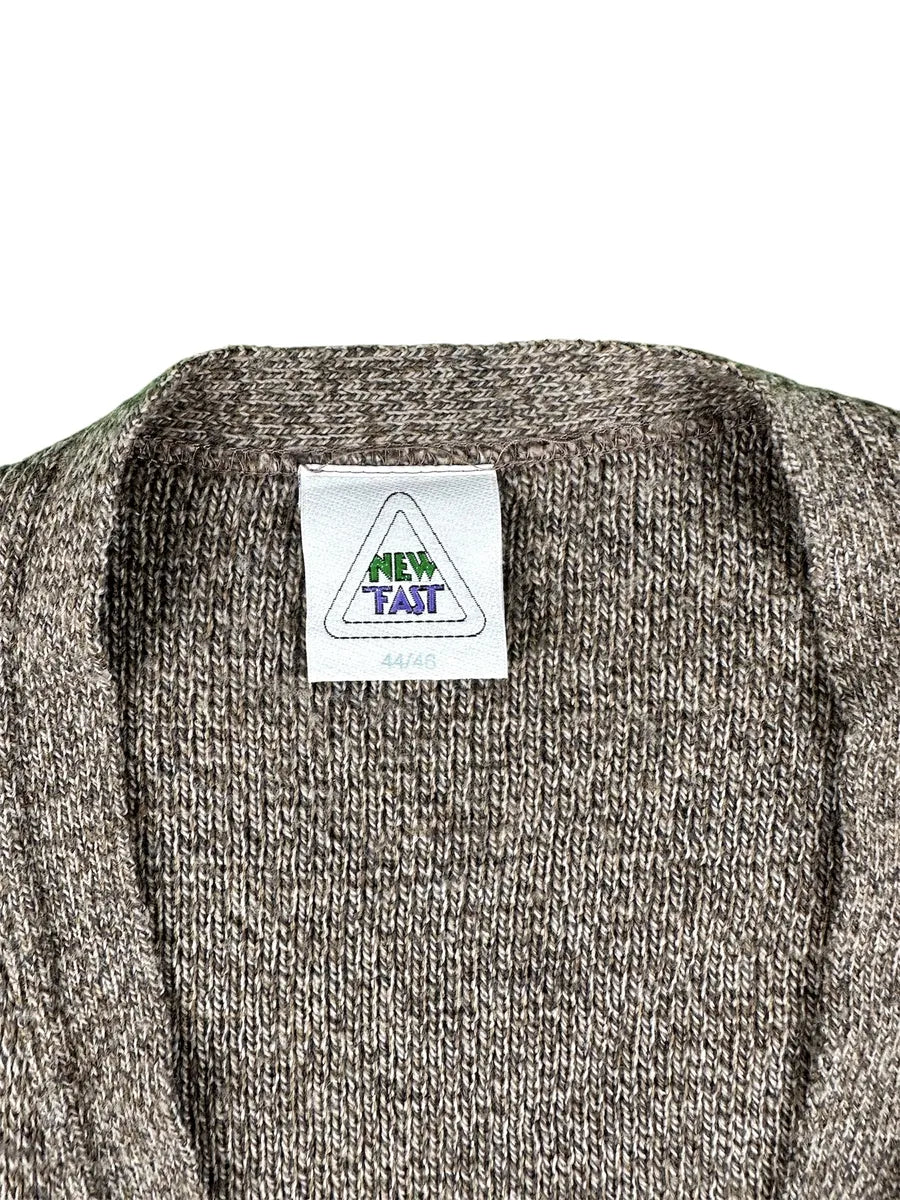 Cardigan Unisex Vintage Geometrico New Fast – Marrone Melange - abbigliamento e vestiti vintage