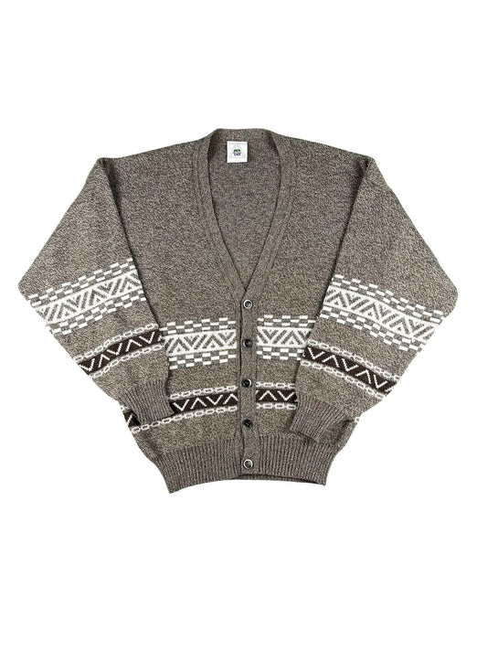 Cardigan Unisex Vintage Geometrico New Fast – Marrone Melange - abbigliamento e vestiti vintage