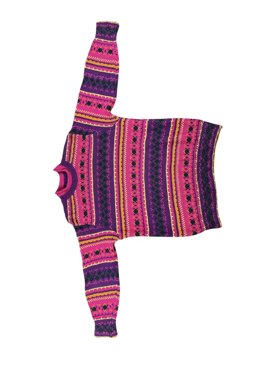 Maglione Vintage da Donna United Colors of Benetton in Lana Shetland – Viola e Magenta - abbigliamento e vestiti vintage