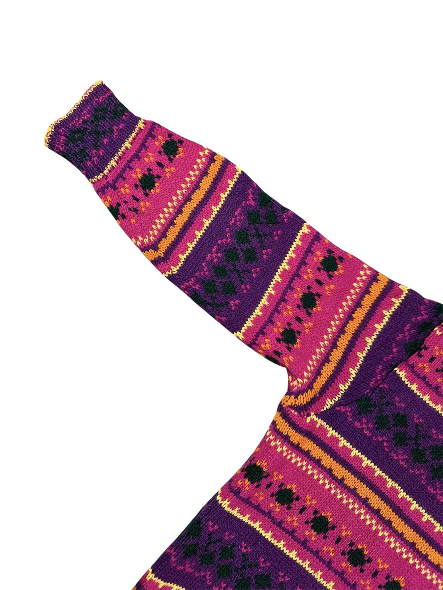 Maglione Vintage da Donna United Colors of Benetton in Lana Shetland – Viola e Magenta - abbigliamento e vestiti vintage