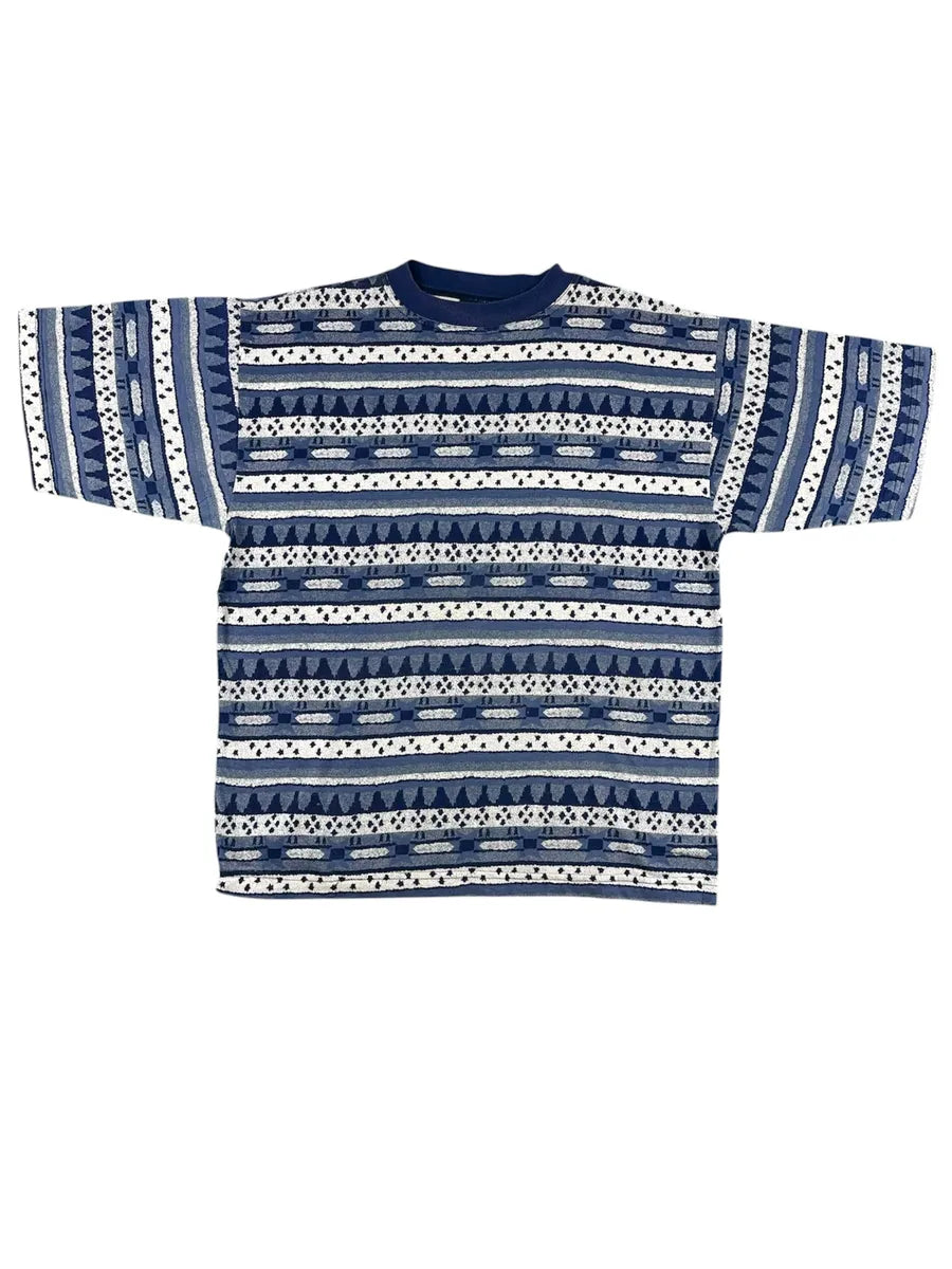 T-Shirt Unisex Vintage Linea Due Made in Italy con Trama Geometrica - abbigliamento e vestiti vintage