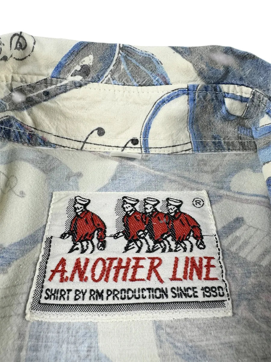 Camicia Uomo Vintage Fantasia Strumenti Musicali A.N.other Line Bianco e Multicolore - abbigliamento e vestiti vintage