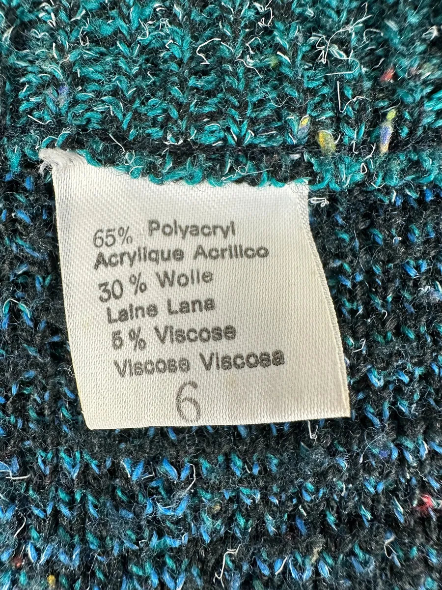 Cardigan Unisex Vintage Geometrico – Verde Ottanio e Nero - abbigliamento e vestiti vintage