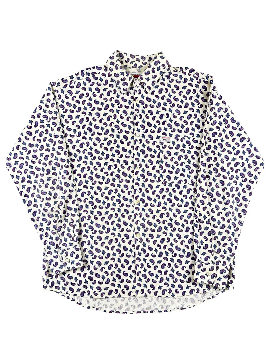Camicia Uomo Vintage Green Island Panna Fantasia Paisley - abbigliamento e vestiti vintage