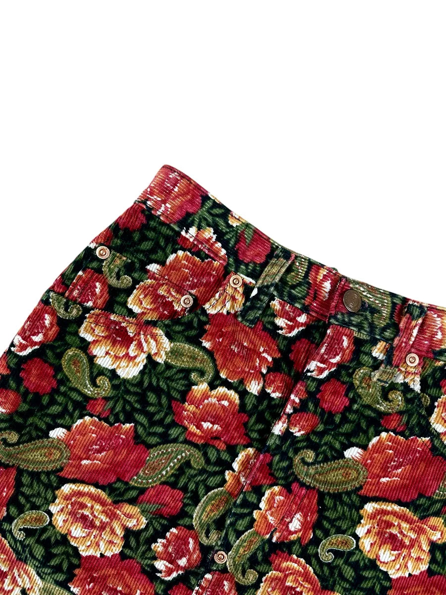 Minigonna Vintage in Velluto a Coste con Stampa Floreale Paisley – General Company - abbigliamento e vestiti vintage