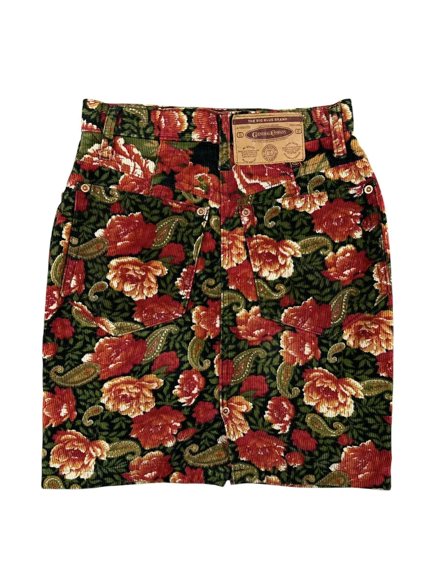 Minigonna Vintage in Velluto a Coste con Stampa Floreale Paisley – General Company - abbigliamento e vestiti vintage