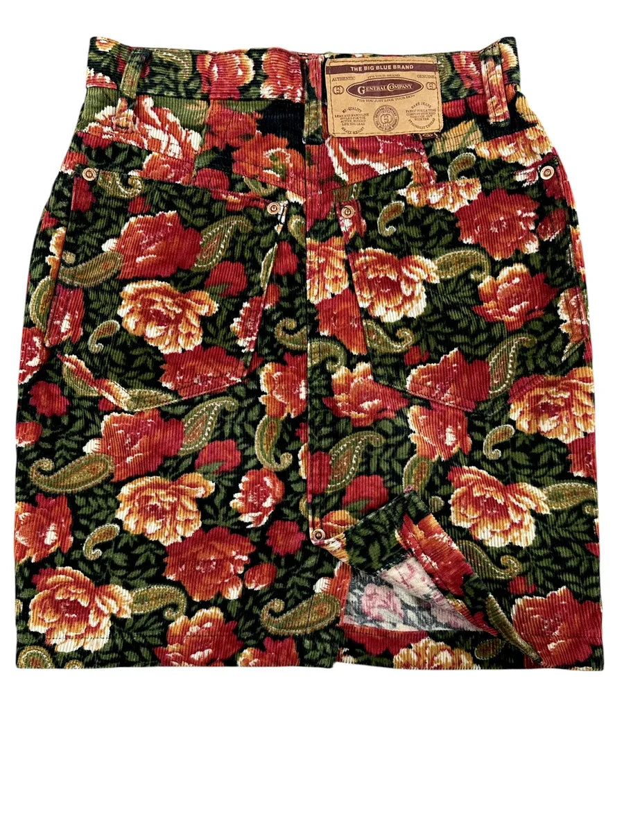 Minigonna Vintage in Velluto a Coste con Stampa Floreale Paisley – General Company - abbigliamento e vestiti vintage