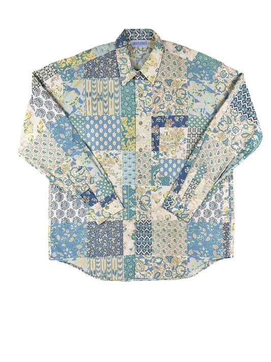 Camicia Uomo Vintage Pesante Gentlemen a Fantasia Patchwork Multi Motivo - abbigliamento e vestiti vintage