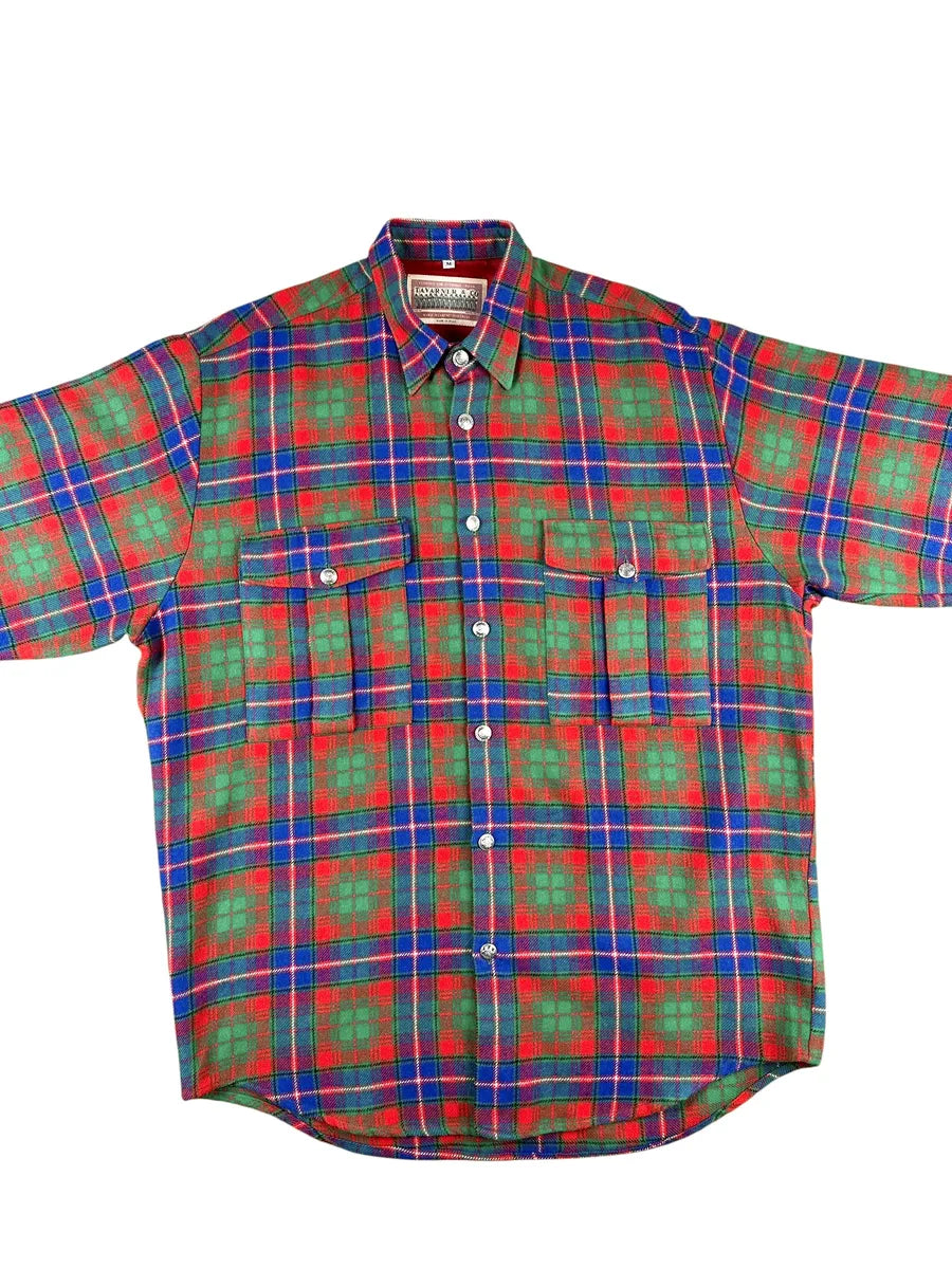 Camicia Vintage Uomo Tartan In Misto Lana Made in Italy - abbigliamento e vestiti vintage