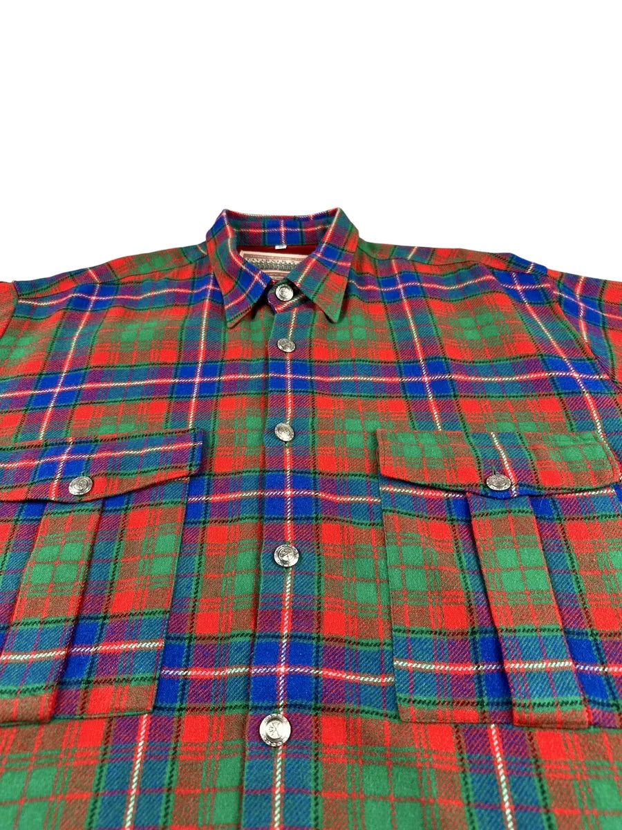 Camicia Vintage Uomo Tartan In Misto Lana Made in Italy - abbigliamento e vestiti vintage