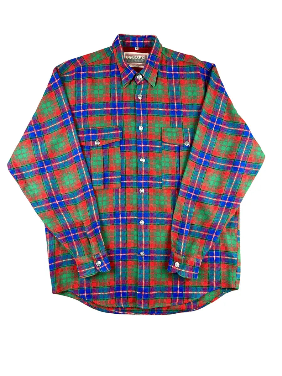 Camicia Vintage Uomo Tartan In Misto Lana Made in Italy - abbigliamento e vestiti vintage